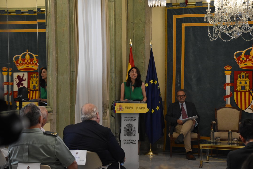 La ministra de Justicia, Pilar Llop, presentando la memoria.