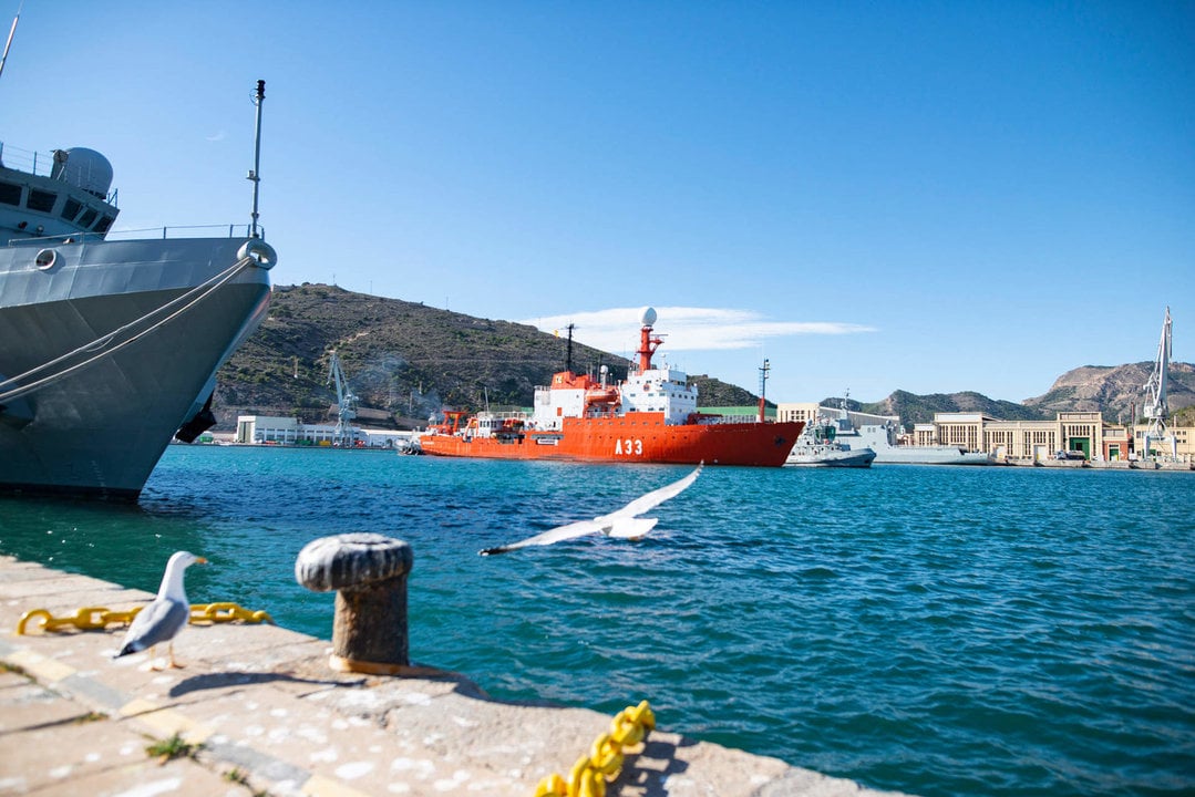 Buque de Investigación Oceanográfica (BIO) 'Hespérides' llega a Cartagena en febrero de 2021 (Foto- Europa Press). 
