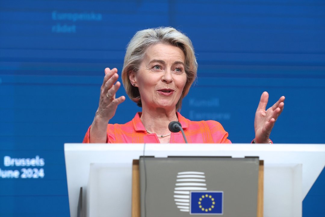 La presidenta de la Comisión Europea, Ursula von der Leyen, en una rueda de prensa en Bruselas (archivo). (Foto: Europa Press / Zhao Dingzhe)