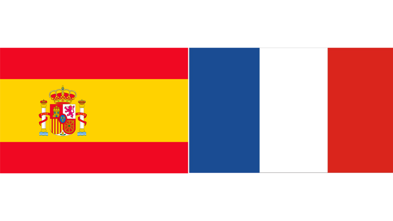 Banderas de Francia y España.