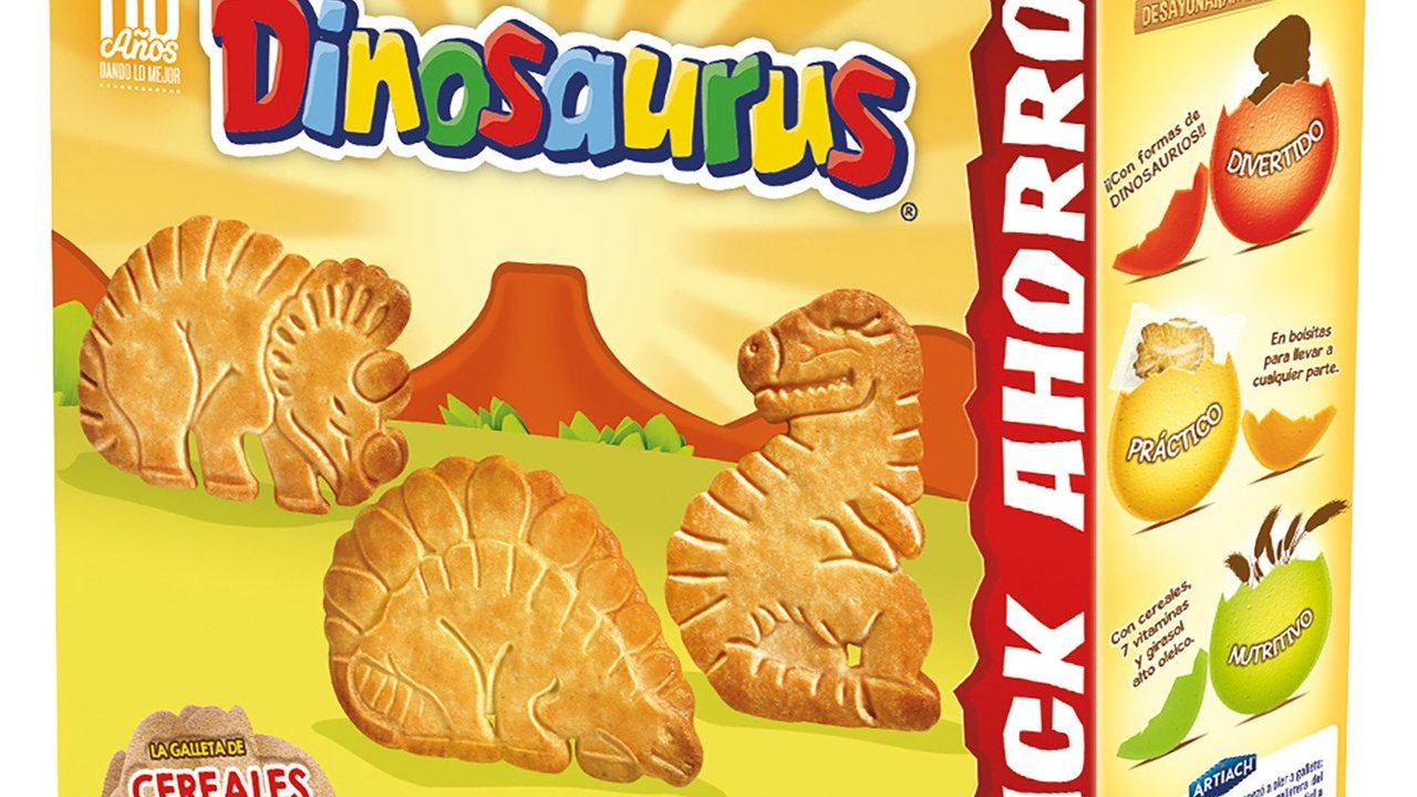 Galletas con forma de dinosaurio de Artiach.