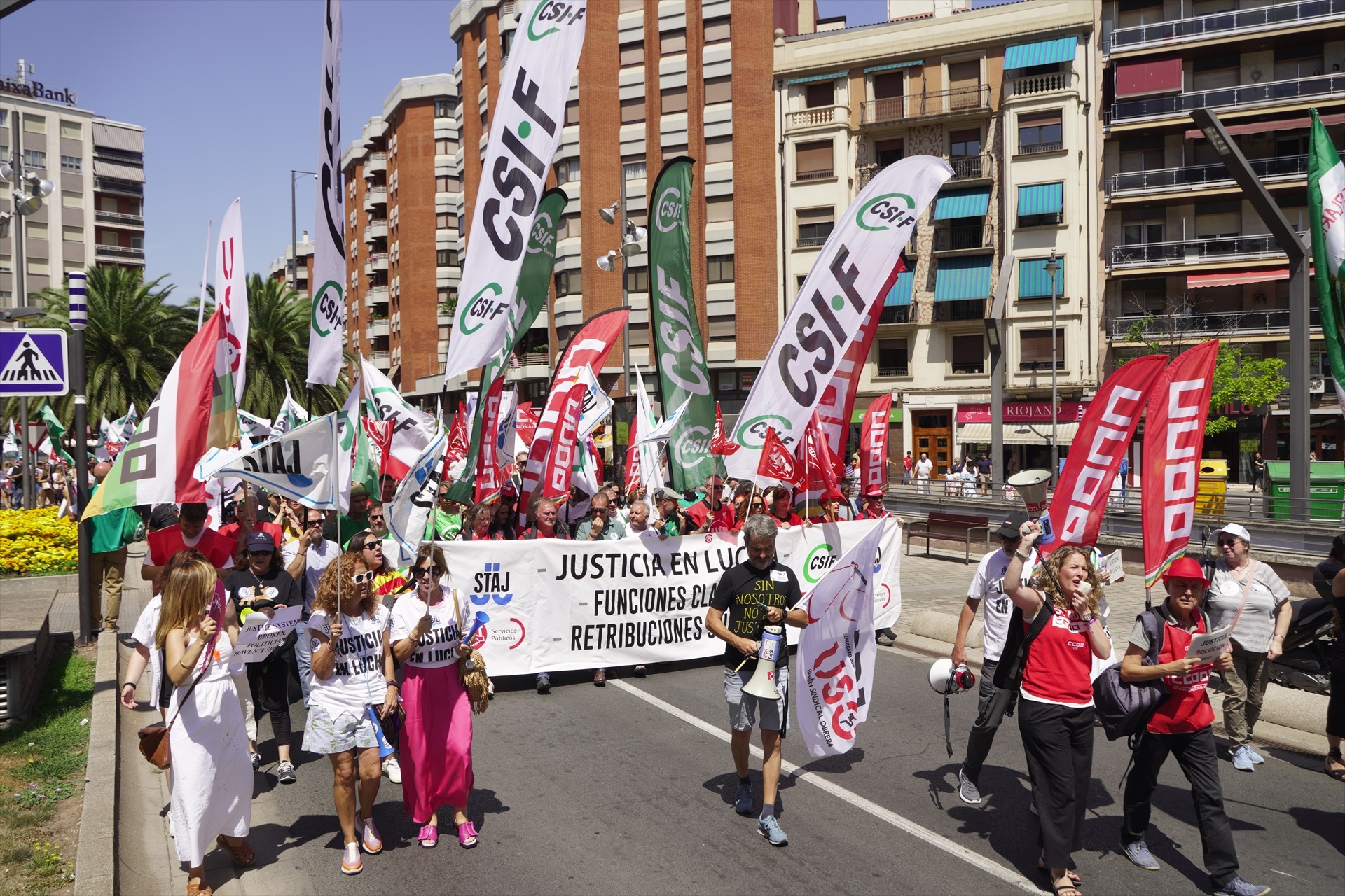 Funcionarios de Justicia se manifiestan en Logroño a 20 de julio de 2023, en Logroño, La Rioja (España). Alberto Ruiz / Europa Press