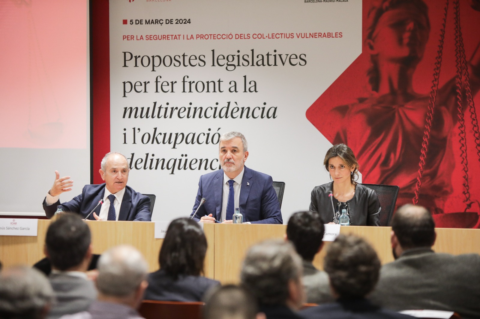 Presentación del ICAB de la jornada de Propuestas legislativas para hacer frente a la multirreincidencia y la okupación ilegal. (Foto: ICAB)