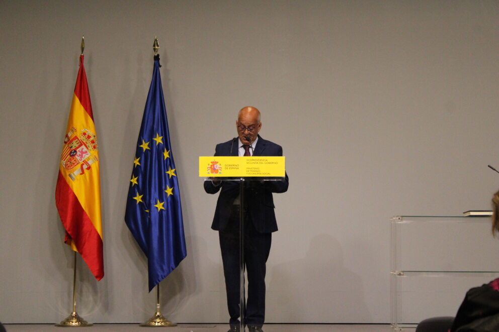 El nuevo presidente del Consejo General de Graduados Sociales de España Joaquin Merchán durante la toma de posesión del cargo. (Foto: CGGSE)